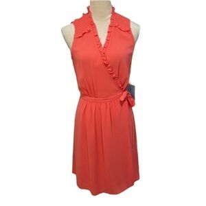 CeCe sleeveless ruffled pink wrap dress Size small